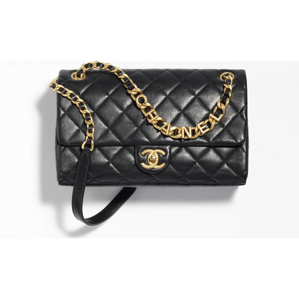 Chanel Lambskin gold Black Flap Bag AS3897 B10384 94305