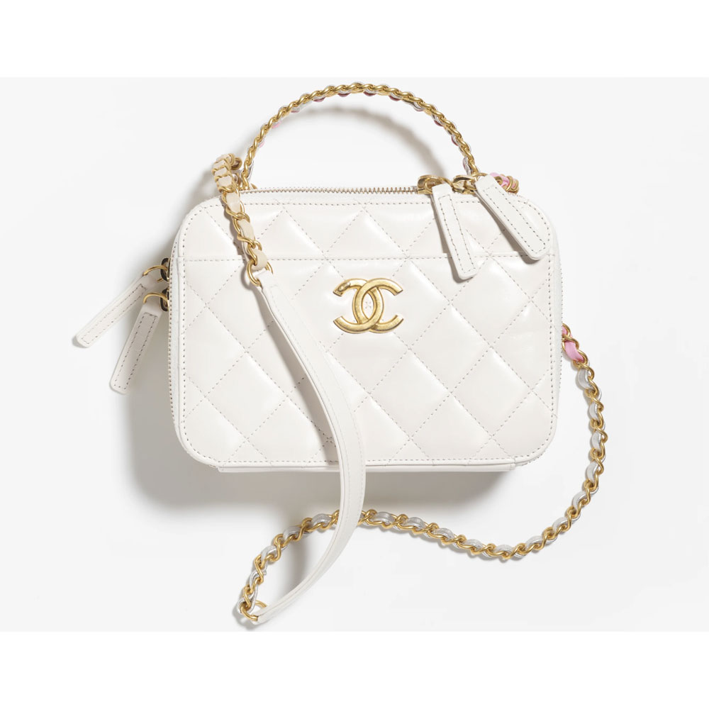 Chanel Shiny calfskin gold White Vanity Case AS3899 B10377 10601
