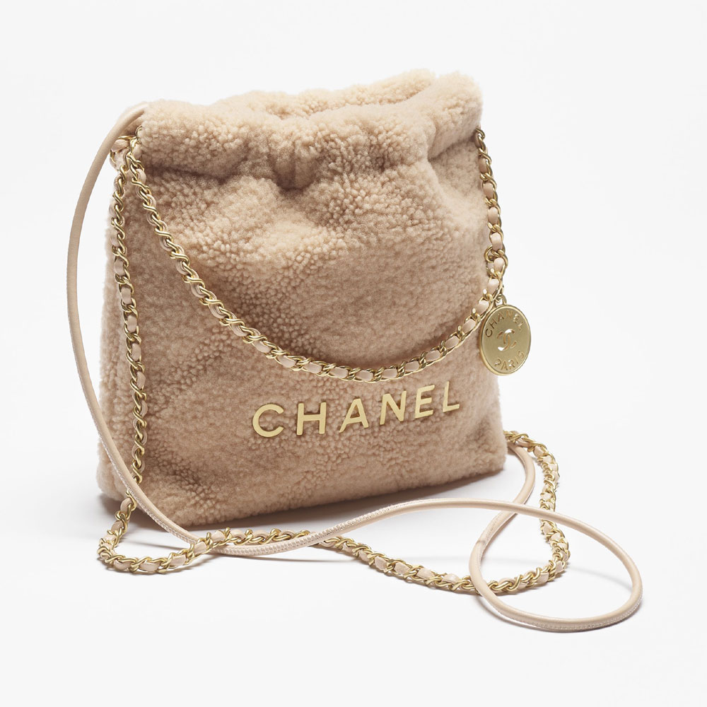 Chanel 22 Mini bag Shearling Lambskin Gold AS3980 B18299 NZZG1 - Photo-2