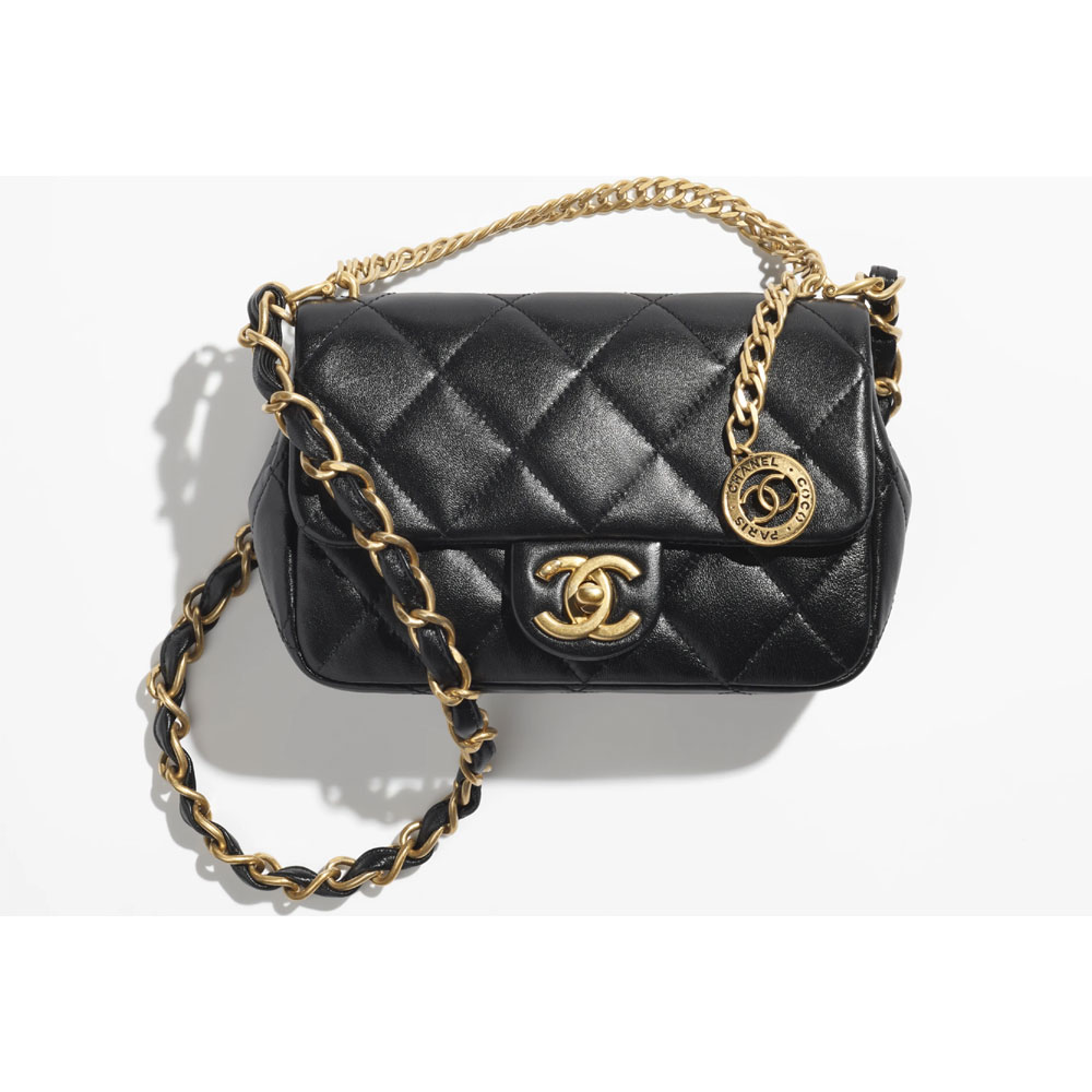Chanel Lambskin gold Black Small Flap Bag AS4012 B10669 94305
