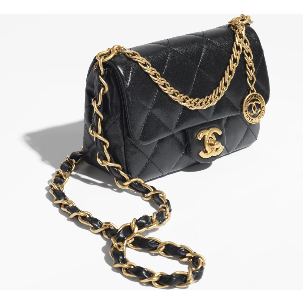 Chanel Lambskin gold Black Small Flap Bag AS4012 B10669 94305 - Photo-2