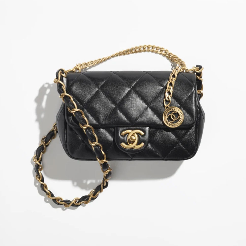 Chanel Lambskin gold Black Small Flap Bag AS4012 B10669 94305 - Photo-3