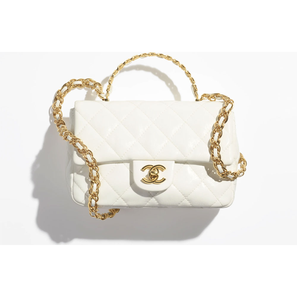 Chanel Shiny lamb gold Small Flap Bag with Top Handle AS4023 B10719 10601