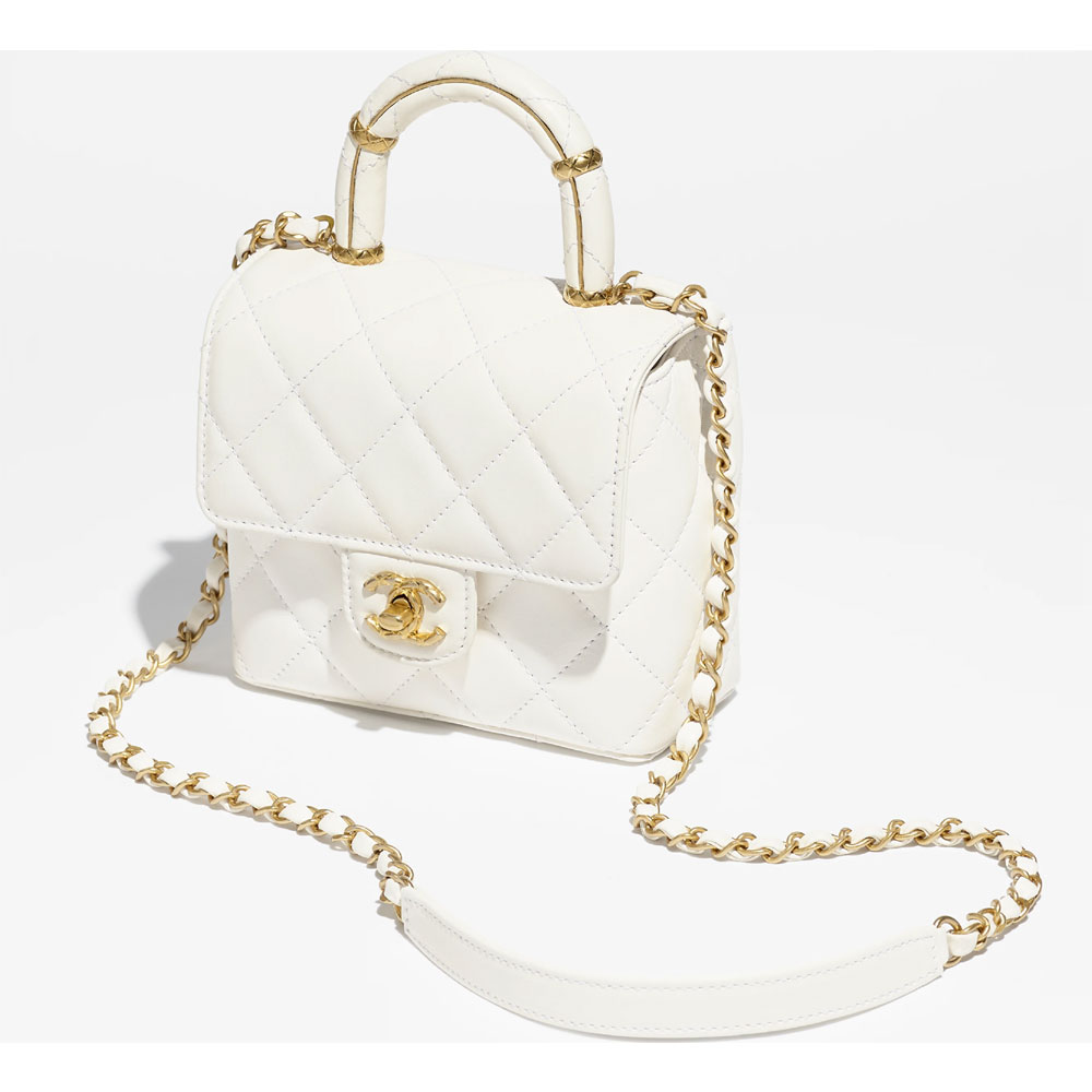 Chanel Lambskin Mini Flap Bag with Top Handle AS4035 B10657 10601 - Photo-2