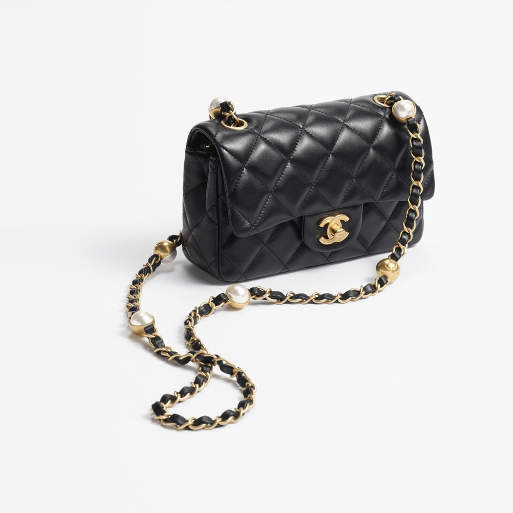 Chanel Mini flap bag Shiny lambskin AS4947 B17600 94305 - Photo-2