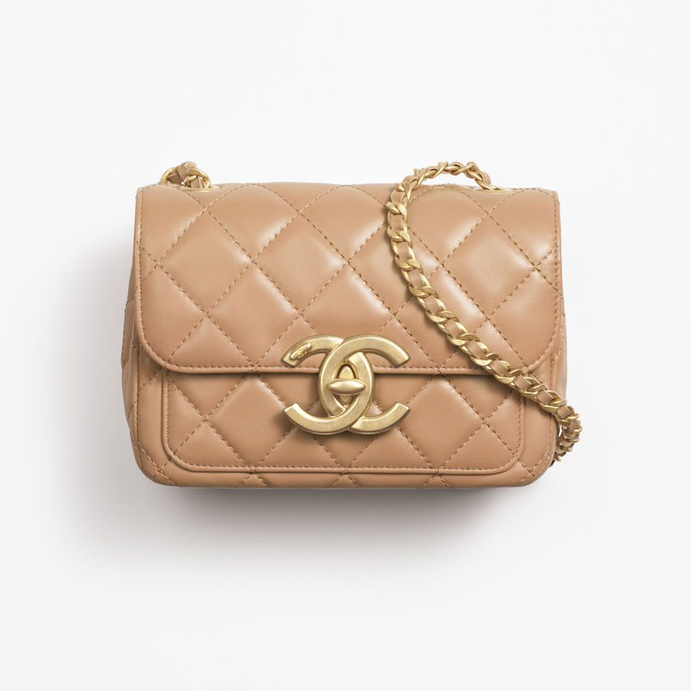 Chanel Mini Flap Bag Shiny Lambskin Gold AS5026 B17620 NZG77