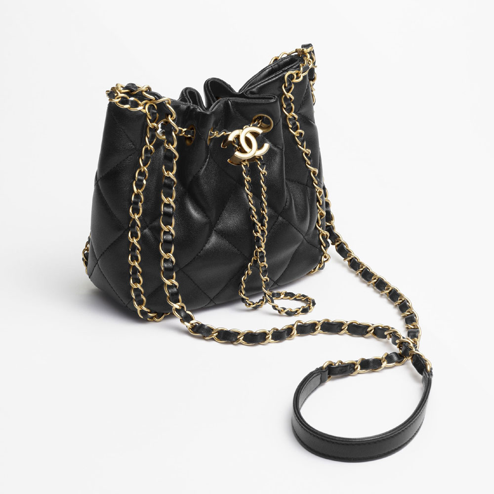 Chanel Small Bucket Bag Lambskin Gold Metal AS5094 B17712 94305 - Photo-2