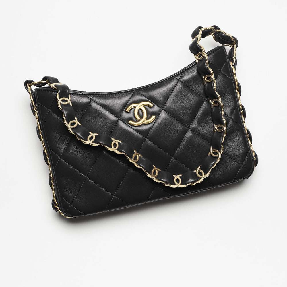 Chanel Hobo Handbag Lambskin Gold AS5177 B18293 94305