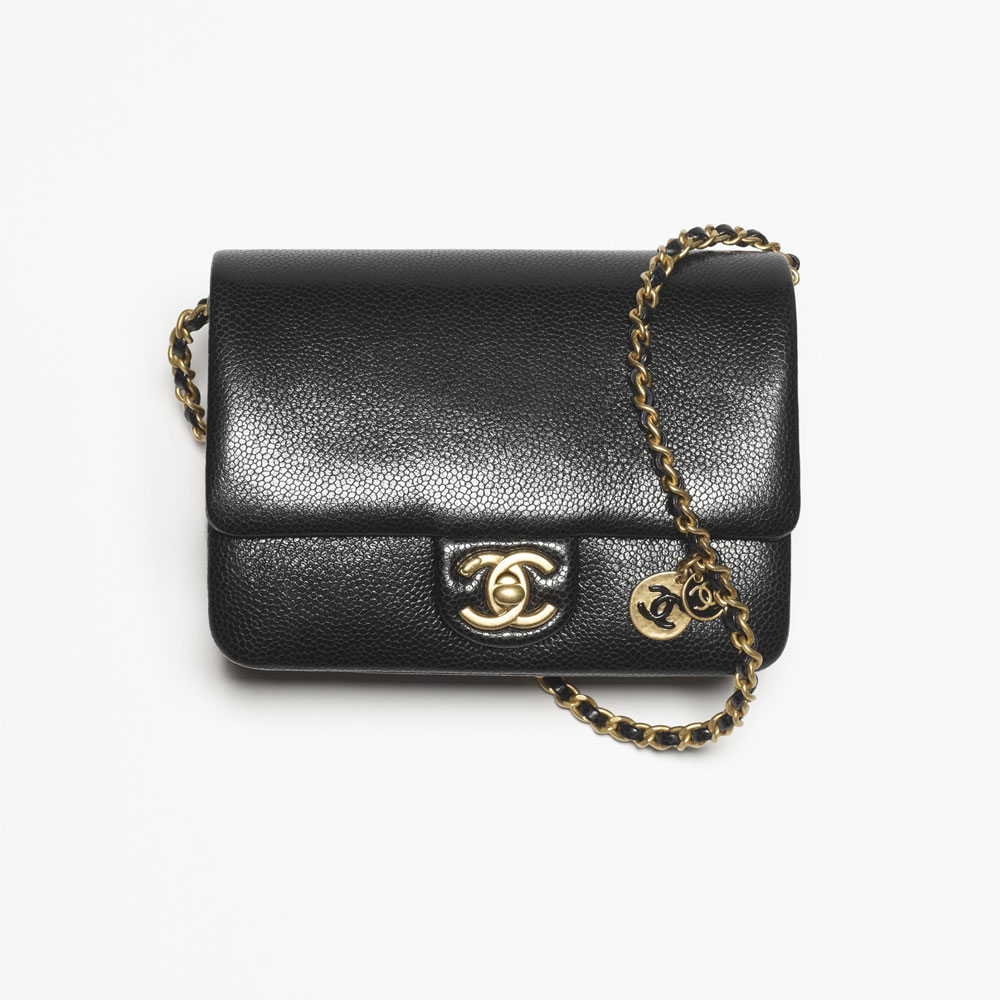 Chanel Mini Flap Bag Shiny Grained Calf Gold AS5218 B18321 94305