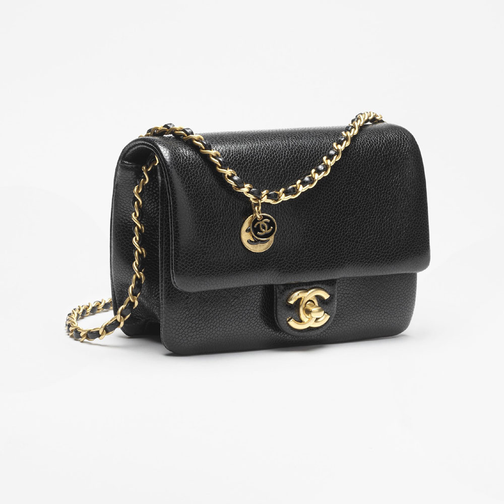 Chanel Mini Flap Bag Shiny Grained Calf Gold AS5218 B18321 94305 - Photo-2