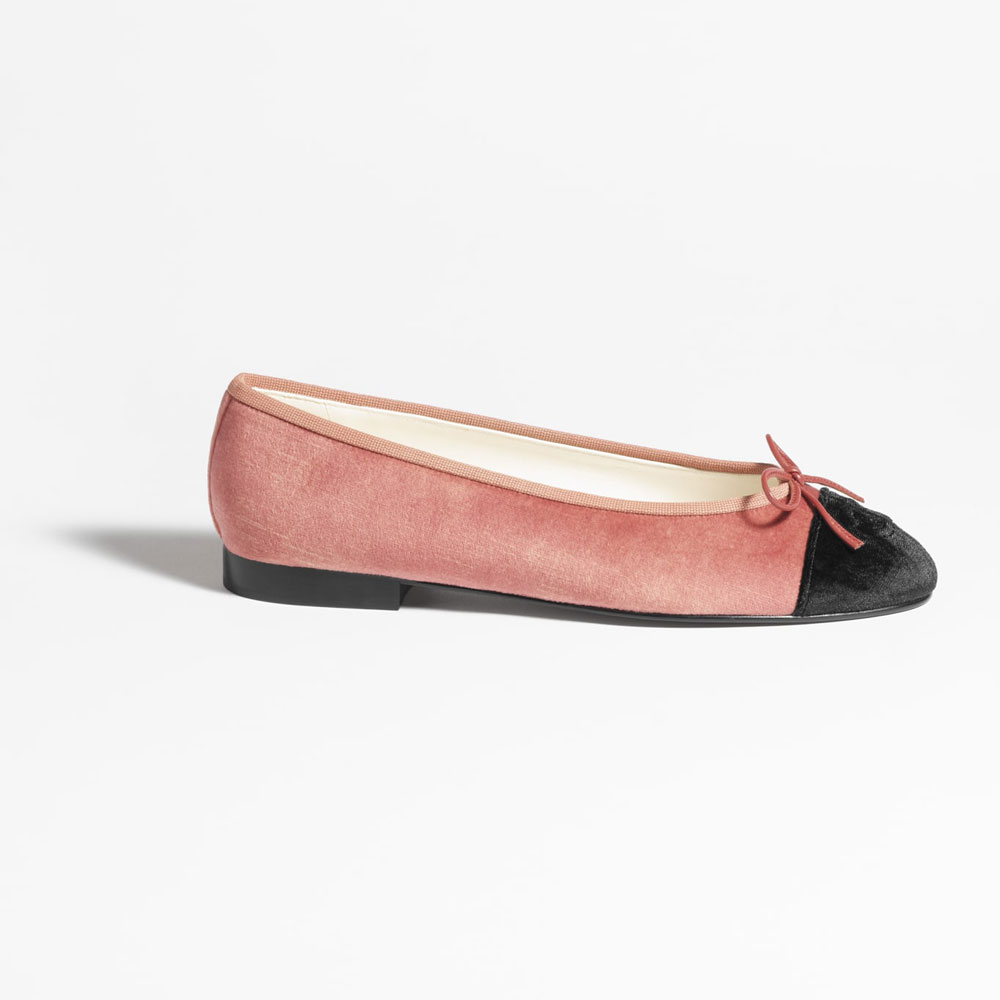 Chanel Ballet flats Velvet dark pink black G02819 B17355 NZA13