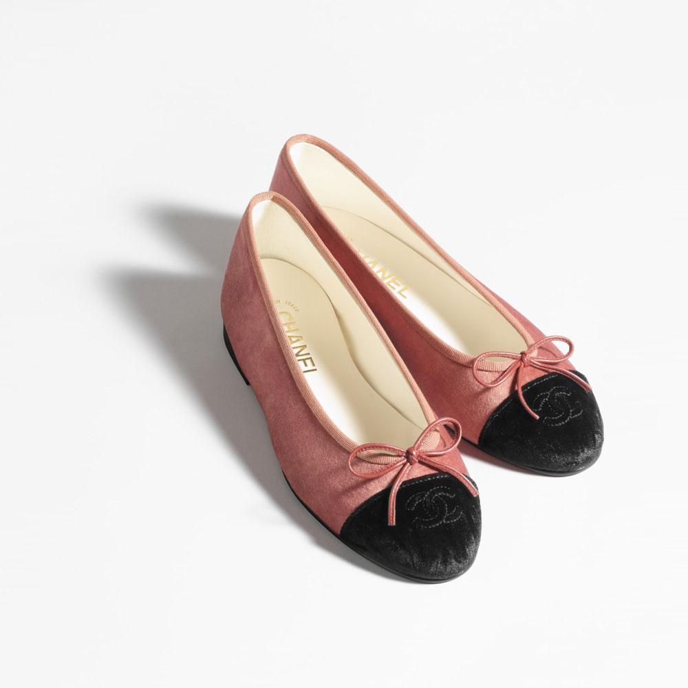 Chanel Ballet flats Velvet dark pink black G02819 B17355 NZA13 - Photo-2