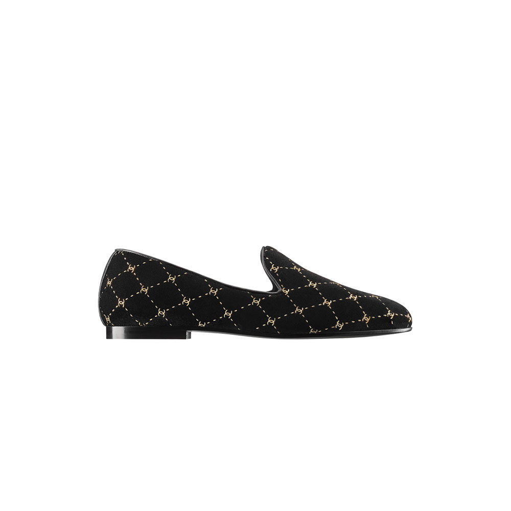 Chanel Loafers velvet black G33126 X51369 94305