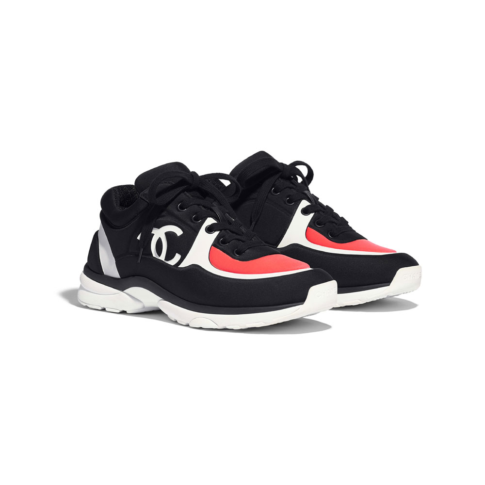 Chanel Lycra Black Coral Sneakers G34765 Y53285 C2787 - Photo-2