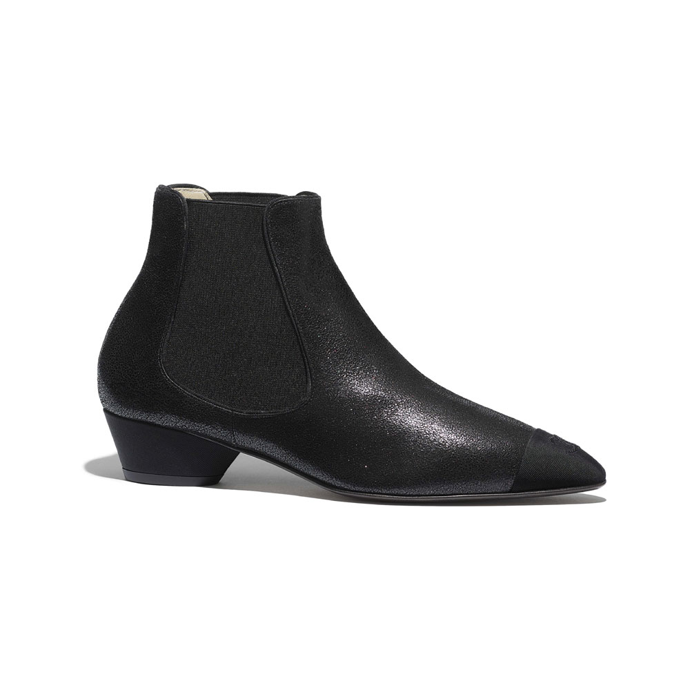 Chanel Goatskin Grosgrain Black Ankle Boots G35148 Y53943 94305