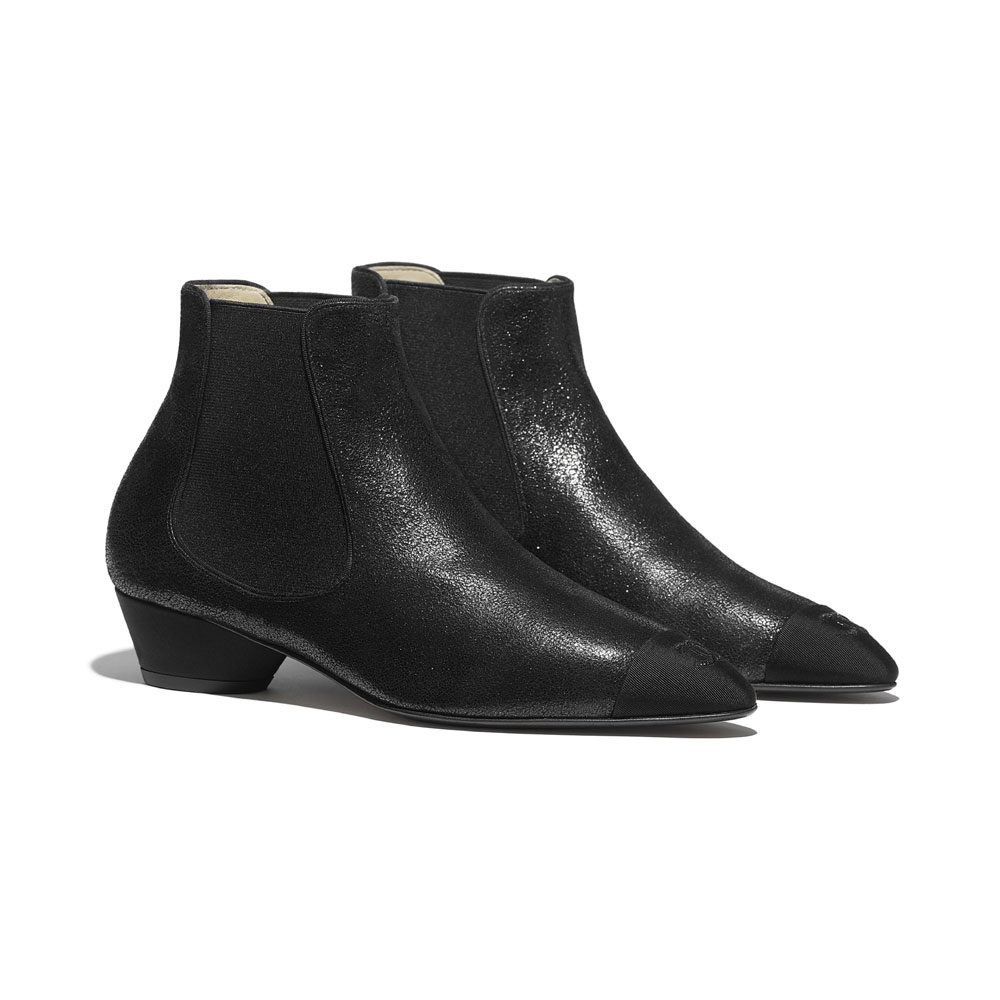 Chanel Goatskin Grosgrain Black Ankle Boots G35148 Y53943 94305 - Photo-2