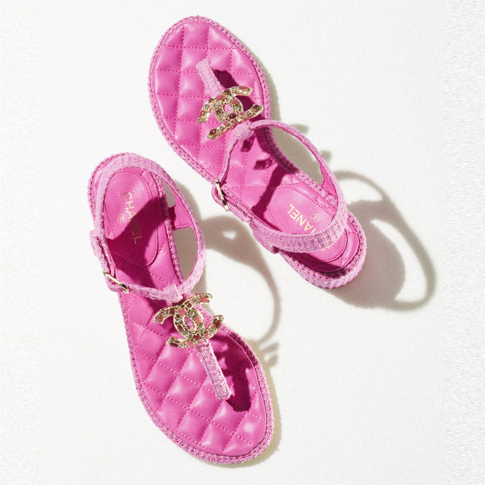 Chanel Cotton tweed jewel Sandals G36402 X56545 K4191