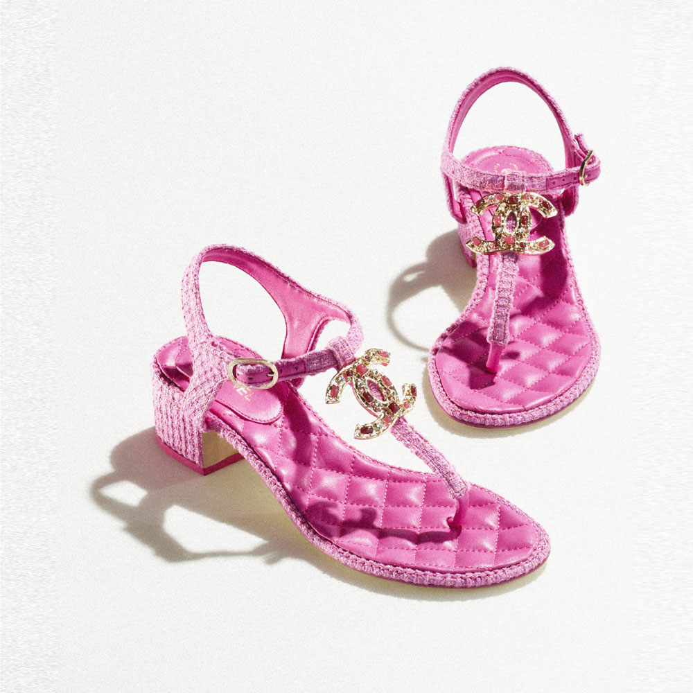 Chanel Cotton tweed jewel Sandals G36402 X56545 K4191 - Photo-2