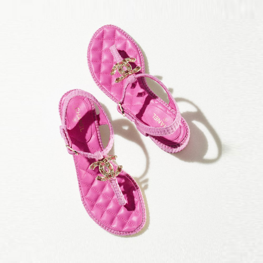 Chanel Cotton tweed jewel Sandals G36402 X56545 K4191 - Photo-3