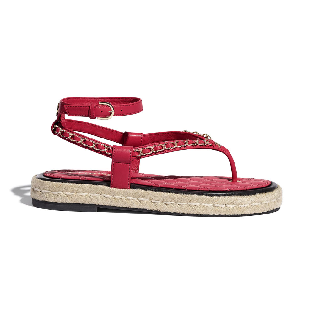 Chanel Lambskin Red Sandal G36921 X01000 NA115