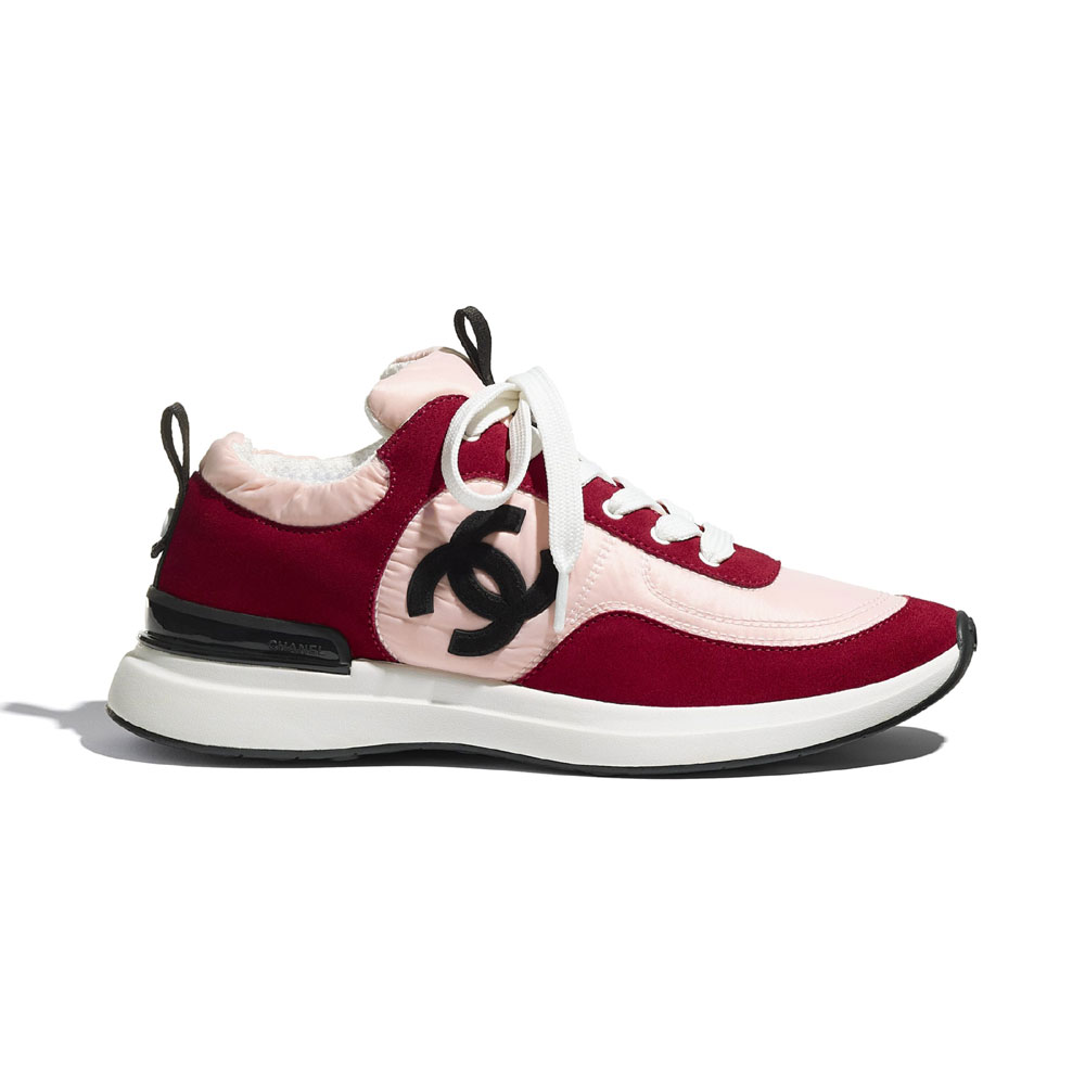 Chanel Suede Calfskin Nylon Pink Sneaker G37122 Y55132 K2777