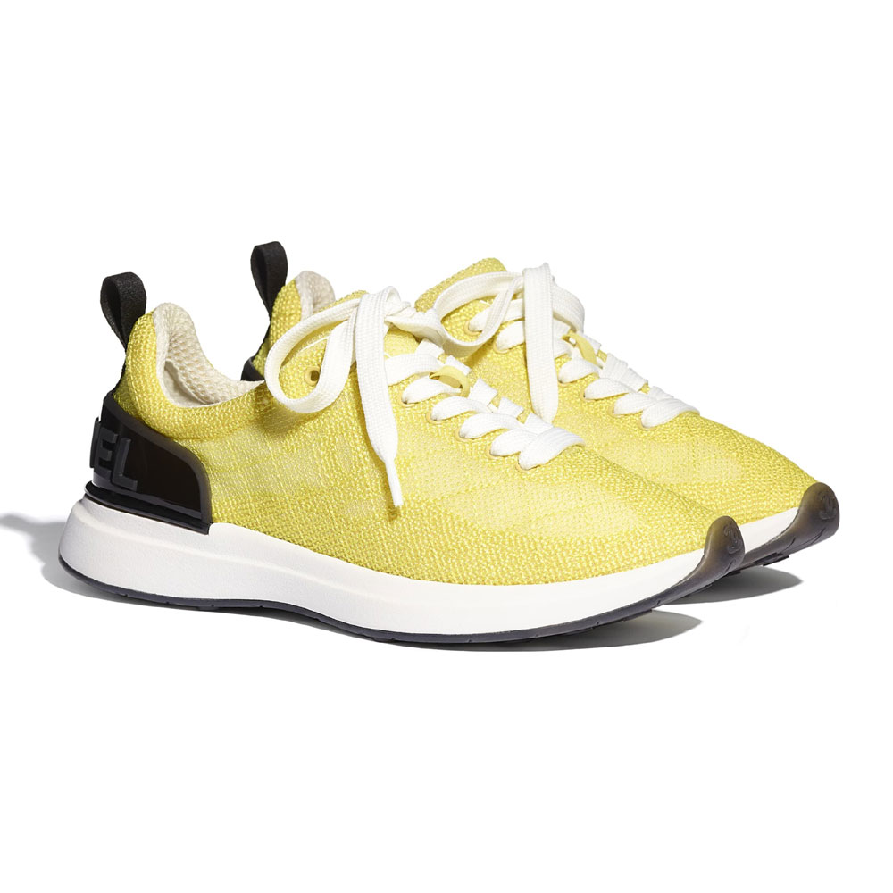 Chanel Embroidered Mesh Yellow Sneaker G37129 X56059 0K138 - Photo-2