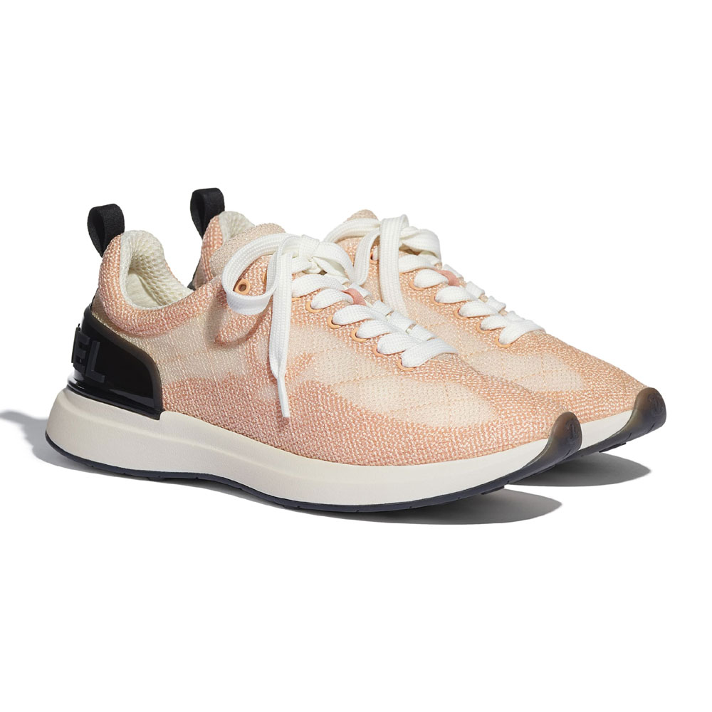 Chanel Embroidered Mesh Pale Pink Sneaker G37129 X56059 0K140 - Photo-2