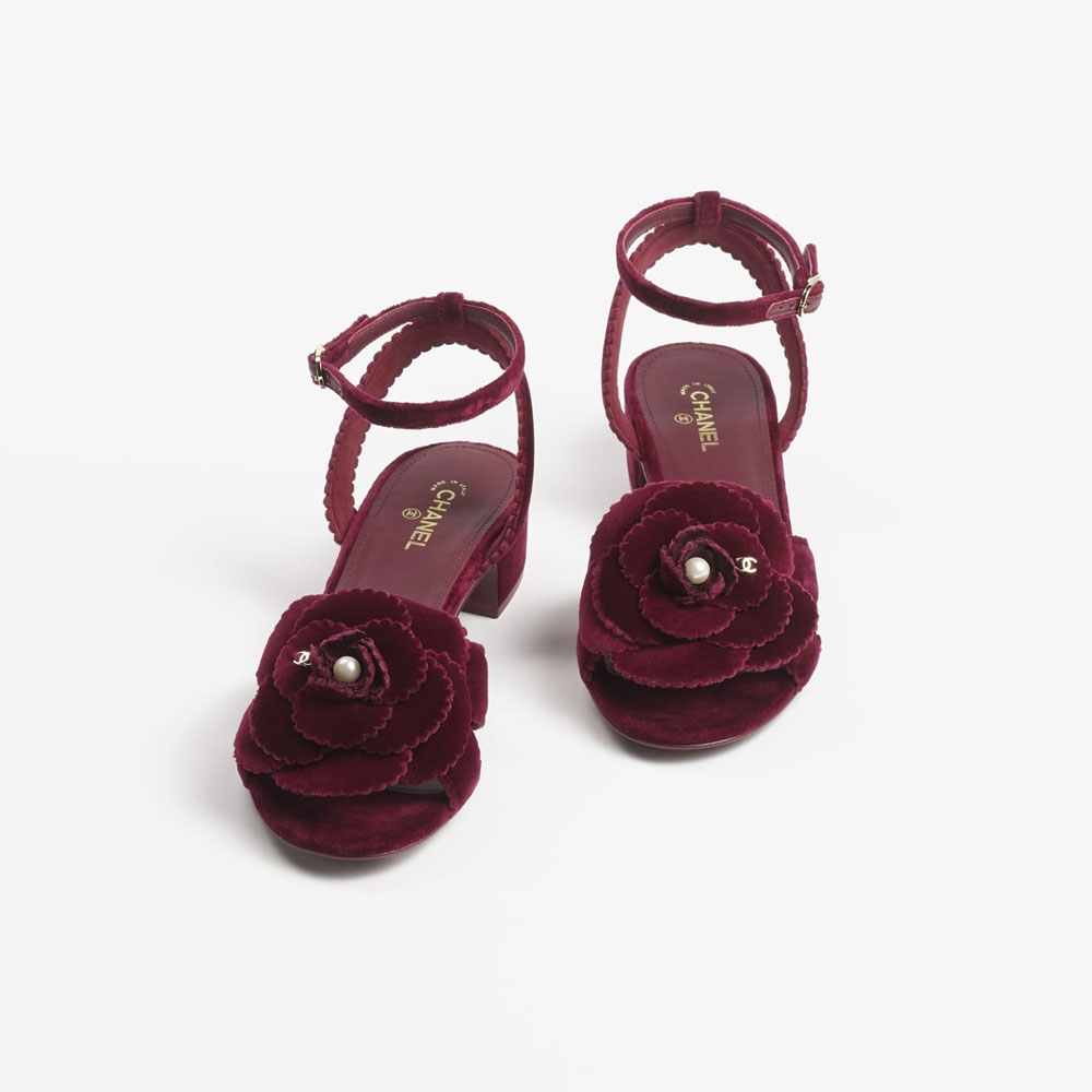 Chanel Sandals Velvet burgundy G45928 B17944 NZP34 - Photo-2