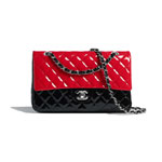 Chanel Patent Red Black Classic bag A01112 B01947 N4744