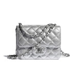 Chanel Metallic Lambskin Silver Mini Flap Bag A35200 B05213 45002