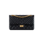 Chanel 2.55 flap bag grained calfskin gold metal black A37586 Y25498 94305