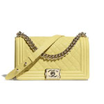Chanel Grained Calfskin Yellow BOY Chanel bag A67086 B00317 N9309