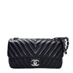 Chanel Black Lambskin Chevron Chain Bag A93027 Y25539 94305