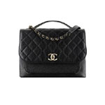 Chanel Flap bag with top handle grained calfskin light gold metal black A93608 Y61003 94305