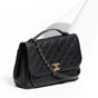 Chanel Flap bag with top handle grained calfskin light gold metal black A93608 Y61003 94305 - thumb-2