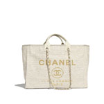 Chanel large shop bag cotton nylon lurex calfskin A93786 Y84118 10800