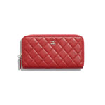 Chanel Lambskin Red Classic Long Zipped Wallet AP0242 Y04059 N6513
