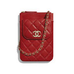 Chanel Lambskin Red Phone Holder with Chain AP1191 B02328 N5952