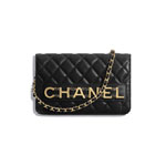 Chanel Gold Tone Metal Black Wallet on Chain AP1234 B02372 94305