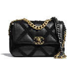 Calfskin Crochet Black Chanel 19 Flap Bag AS1160 B04824 94305