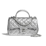 Chanel Metallic Grained Calfskin Silver Mini Flap Bag AS2431 B05576 45002