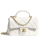 Chanel Grained Calfskin G Metal White Mini Flap Bag AS2431 B05607 10601