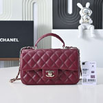 Chanel Mini Flap Bag with Top Handle in Burgundy AS2431 B05607 U1192