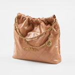 Chanel 22 bag Shiny calfskin gold AS3261 B08037 NB356