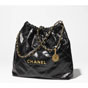 Shiny calfskin gold Black White CHANEL 22 bag AS3261 B09981 NM240 - thumb-2