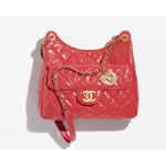 Chanel Shiny crumpled calfskin gold Red Hobo bag AS3690 B09746 NL295