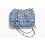 Chanel Denim silver Blue Mini Flap Bag AS3829 B10495 NM715