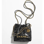 Shiny calfskin gold Black CHANEL 22 Mini bag AS3980 B08037 94305