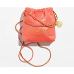 Shiny calfskin gold Coral CHANEL 22 Mini bag AS3980 B08037 NN275