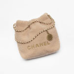 Chanel 22 Mini bag Shearling Lambskin Gold AS3980 B18299 NZZG1